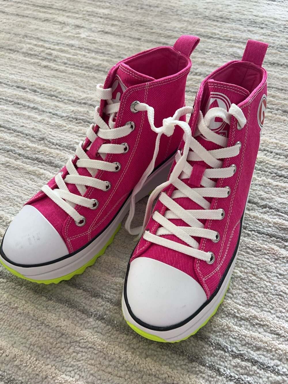 Airwalk Women's Platform High Top Sneakers Pink Neon Green Size 7.5M